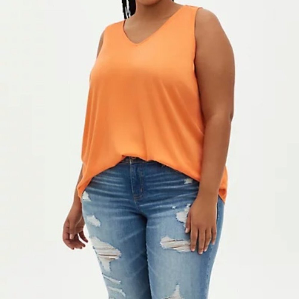 NWT Torrid V-Neck Soft Stretch Challis Orange Tank